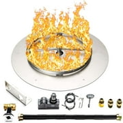 Dreffco Stainless Steel Fire Pit Burner Pan & Ring Standard Kit with Spark Ignition for Natural Gas, 18-Inch Pan, 12-Inch Ring, 90,000 BTU Max