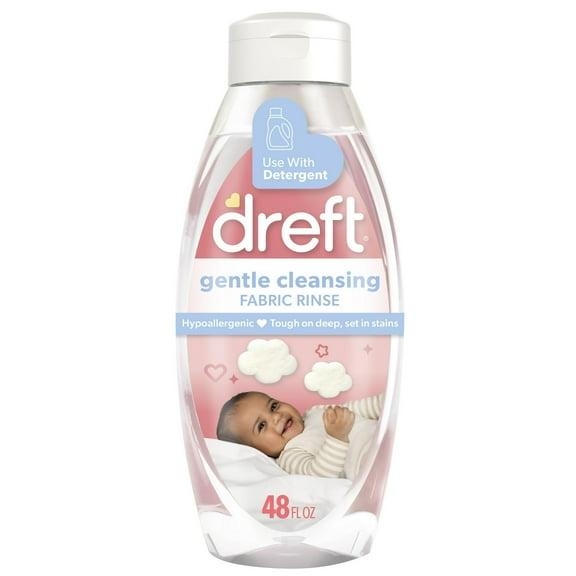 Dreft Baby Gentle Cleansing Fabric Rinse and Odor Remover, Hypoallergenic, Lightly Scented, 48 fl oz (2 Pack)
