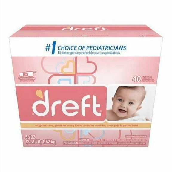 Dreft Baby Original Scent Powder Laundry Detergent,Recommended by Pampers, 40 Loads, 53 oz (1) (1)