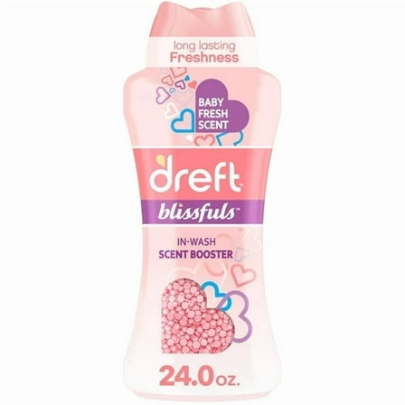 (2 Pack) Dreft Blissfuls In-Wash Scent Booster Laundry Beads, Baby Fresh Scent, 24 oz