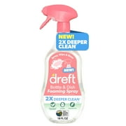 Dreft Bottle & Dish Foaming Spray, Baby Bottle Cleaner and Dish Soap, Plant-Based Formula, 18 oz