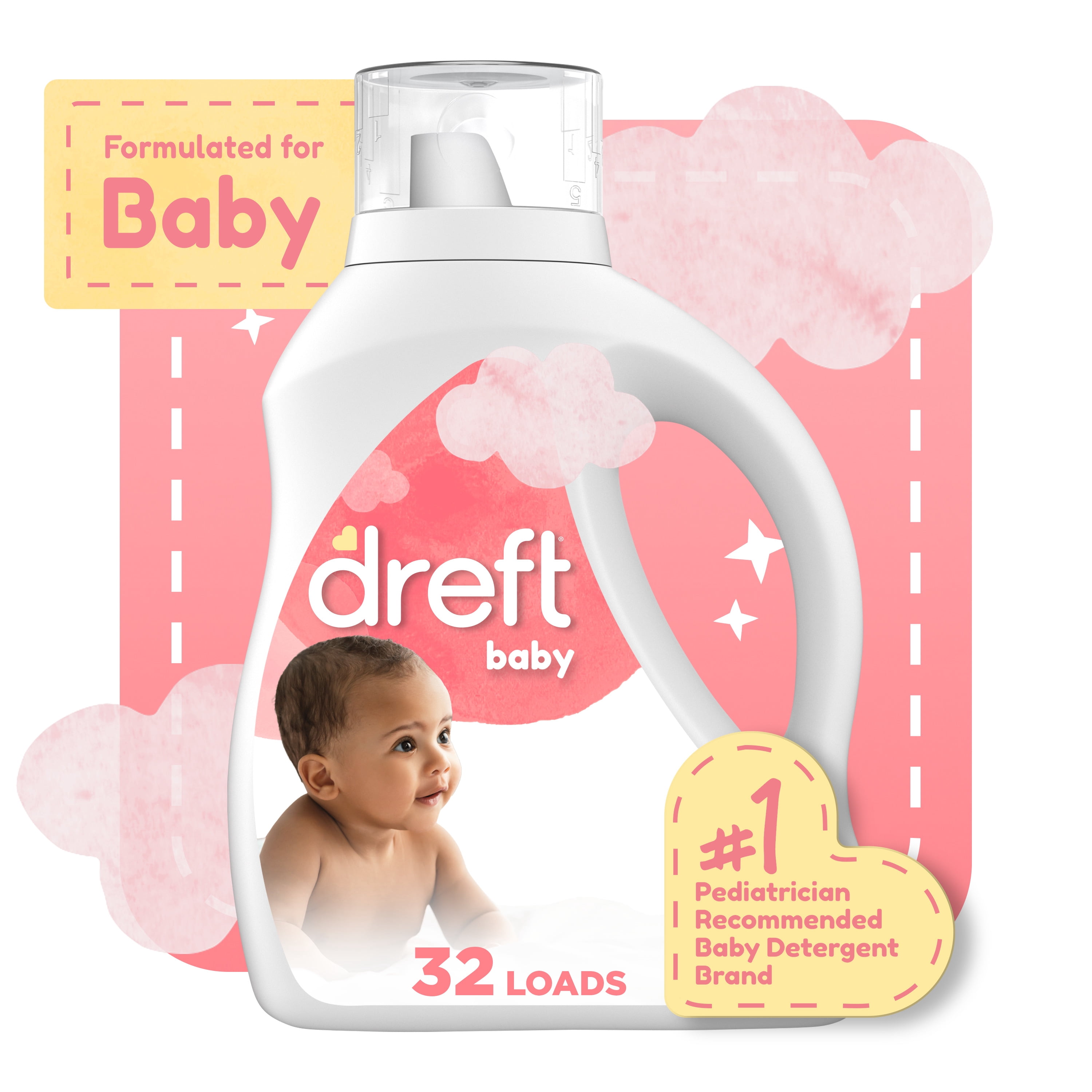 Dreft Liquid Laundry Detergent for Babies, Tackles 100% of Common Baby Stains, Unscented Laundry Detergent, 42 fl oz, 32 Loads