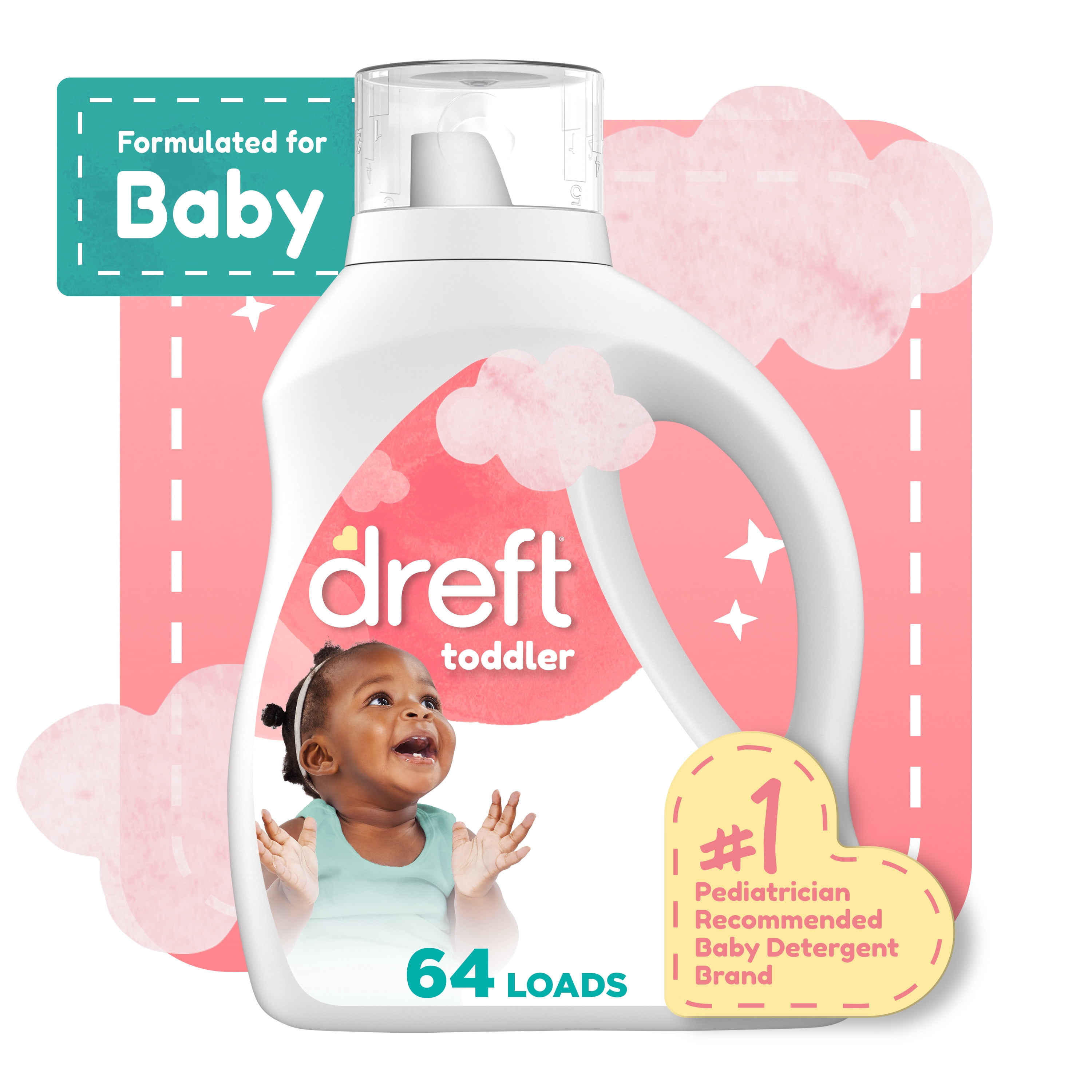 Dreft Liquid Laundry Detergent for Toddlers, Tackles 100% of Common Toddler Stains, 84 fl oz, 64 Loads