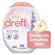 Dreft Baby Laundry Detergent XL Pacs, Sensitive Skin, Hypoallergenic, Lightly Scented Lavender, 45 Count