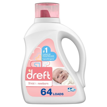 Dreft Newborn 64 Loads Baby Liquid Laundry Detergent, 100 Fl Oz