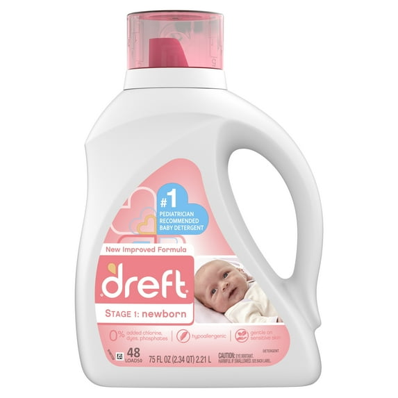 Dreft Stage 1: Newborn Baby, 48 Loads Liquid Laundry Detergent, 75 Fl Oz