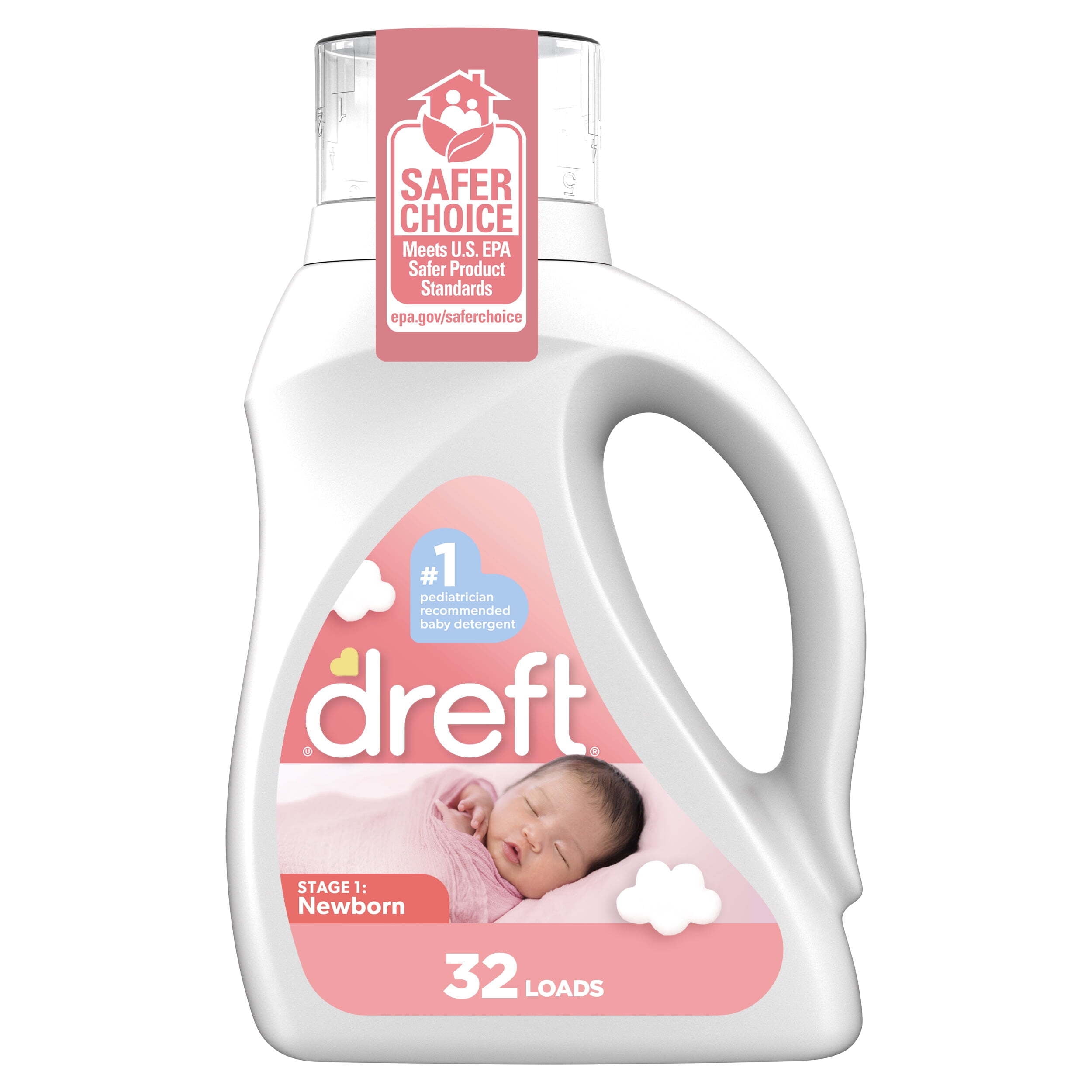 Dreft Newborn Baby Liquid Laundry Detergent, Sensitive Skin, Hypoallergenic, 32 Loads, 46 fl oz