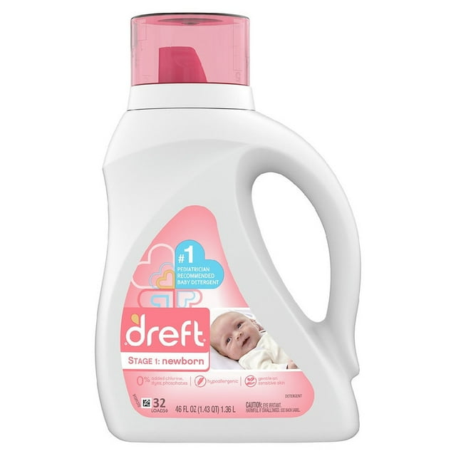 Dreft Stage 1 Newborn Liquid Detergent 46 oz 32 Loads (Packaging May
