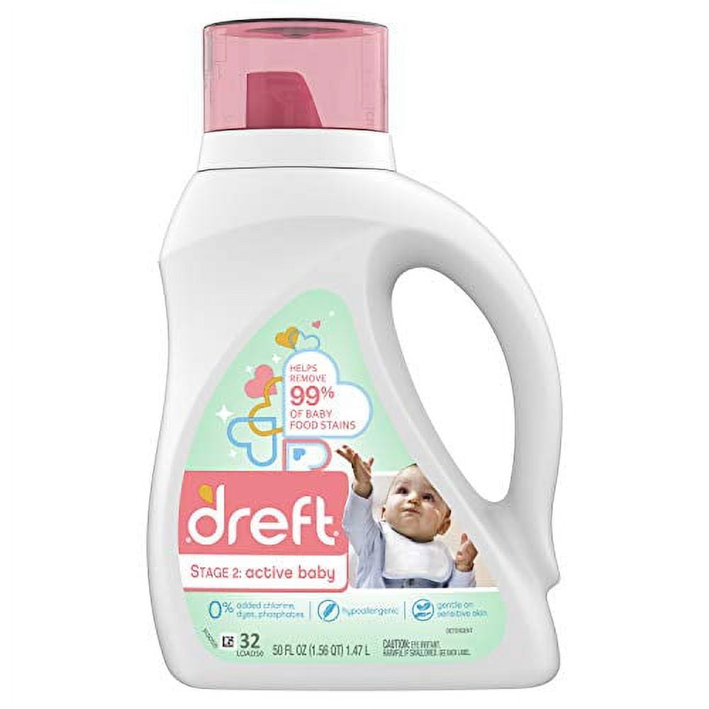 Dreft Stage 2 Active Baby Liquid Laundry Detergent, 32 Loads 46 fl oz
