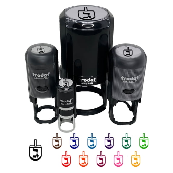 Dreidel Dreidl Jewish Hanukkah Nun Nothing Self-Inking Rubber Stamp Ink Stamper - Fuchsia Ink - Medium 1 Inch