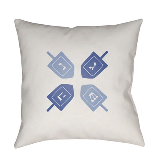 Surya HDY015-1818 18 x 18 x 4 in. Dreidel II Square Throw Pillow, White & Blue