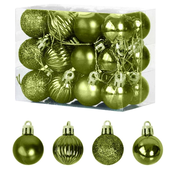 Dreisshy 24 PCS Christmas Ball Ornaments Set, Flocked Christmas Tree Ball Ornaments Decorative Hanging Ornaments for Christmas Decorarions, Green