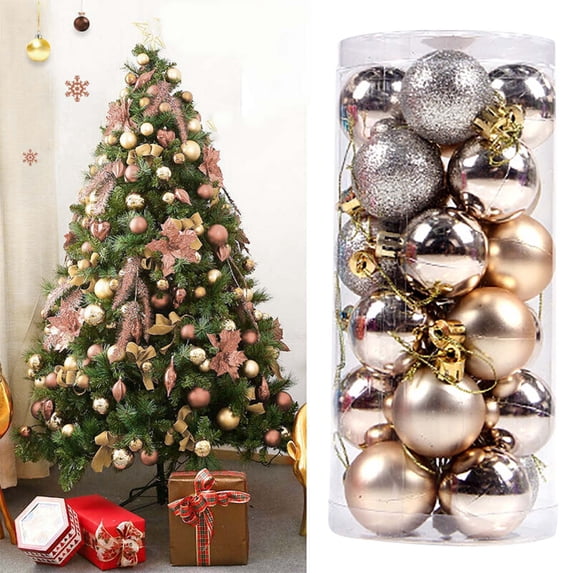 Dreisshy 24Pcs Christmas Ornaments Christmas Ball Ornaments, Shatterproof Christmas Tree Decor, Hanging Decorations for Xmas Tree, Holiday, Wedding, Party, F