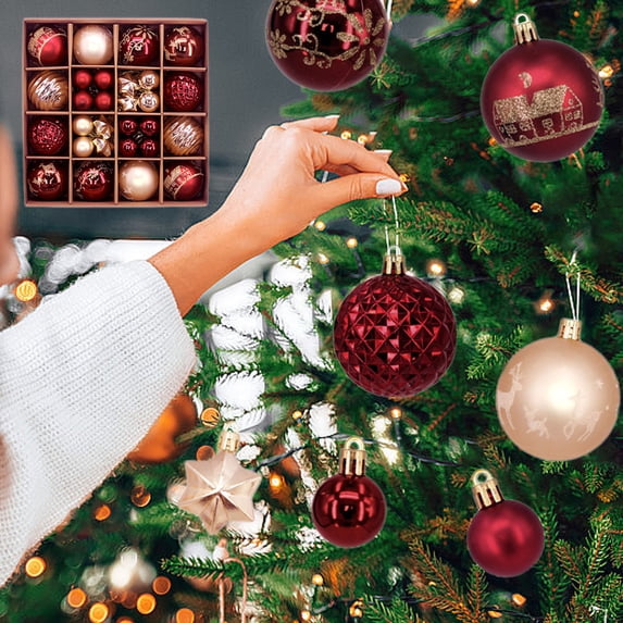 Dreisshy 40Pcs 40Pcs Christmas Ornaments Set Shatterproof Christmas Tree Ball Ornaments, Christmas Ball Hanging Ornaments for Xmas Tree, Home, Party, Holiday Christmas Decorations, C