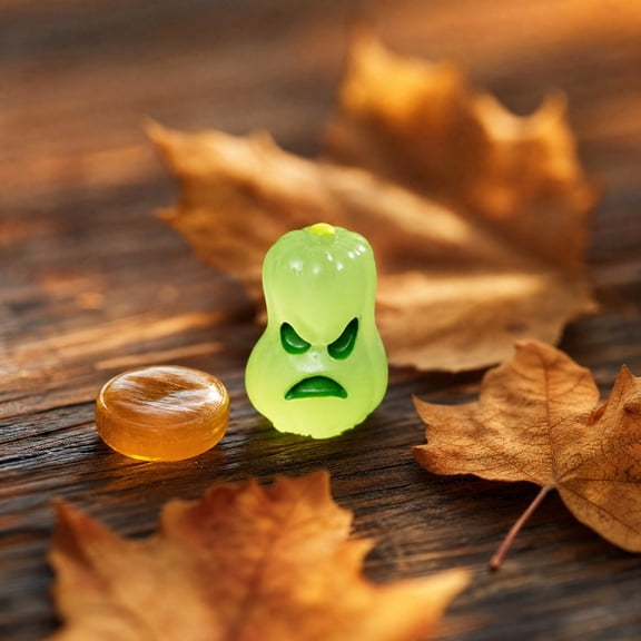 Dreisshy Halloween Mini Pumpkins, Tiny Resin Pumpkin Glow in The Night Mini Figures Bulk to Hide for Halloween Trinkets Garden Tiered Tray Decor Halloween Party Favors, Green