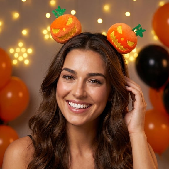 Dreisshy Halloween Pumpkin Headbands for Women, Dress up Headband Halloween Party Supplies, Hair Accessories for Women, D