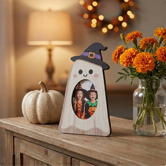 Dreisshy Pumpkin-Shaped Picture Frames for Halloween or Fall Decor, Photo Tabletop Display Stand Display, C