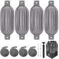 thumbnail image 1 of Dreizack Boat Fenders 4 Pack 5.5"×20" Boat Bumpers for Docking with 4 Ropes, Inflatable Ribbed Marine Pontoon Boat Fender Bumper for Docks with 1 Storage Bag, 1 Air Pump and 4 Needles, Blue, 1 of 8