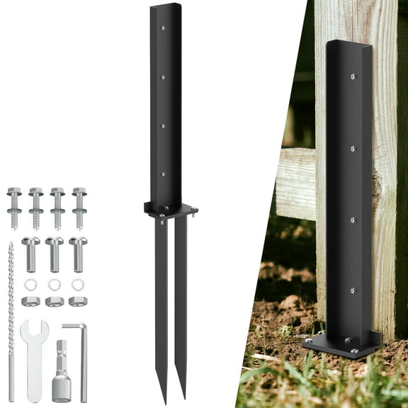 Dreizack Fence Post Repair Kit Heavy Duty H Shape Fence Post Anchor Ground Stakes for Repair Tilted, Broken Wood Fence Supports (1 PCS)