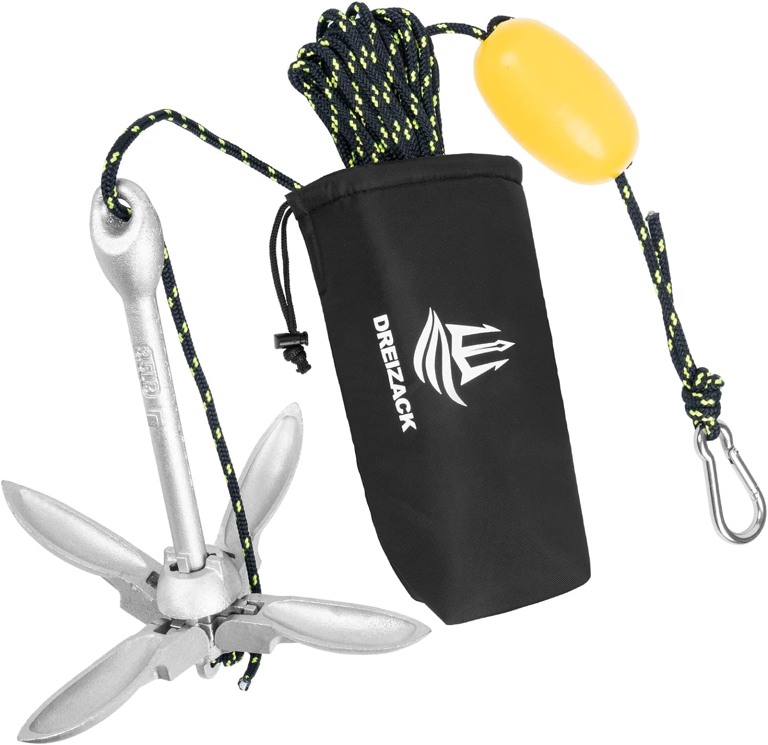 Dreizack Kayak Anchor Kit, 3.5 lb Folding Grapnel Boat Anchor Trolley ...