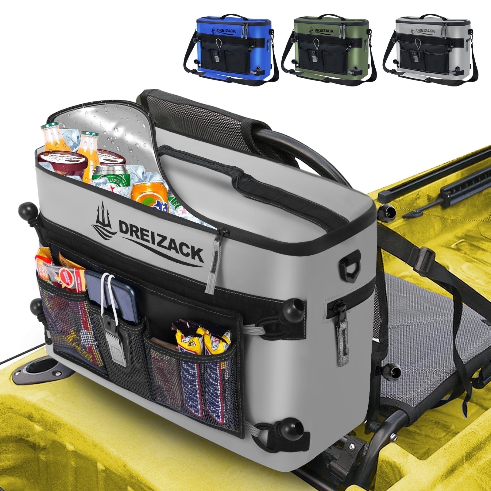 Dreizack Kayak Cooler Behind Seat Waterproof Cooler for Kayaking,Paddle Board Cooler Compatible with Lawn-Chair Seat Kayak Accessories Cooler Bag Kayak Cooler Tow Behind for Camping Fishing