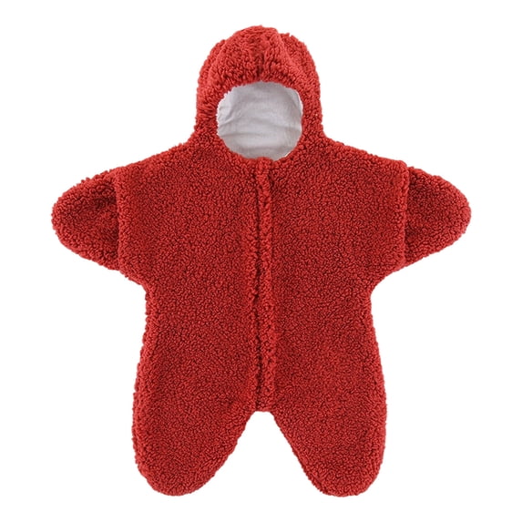 Dreluolixuan 0-6 Months Rompers Cute Star Shape Hooded Soft Fleece Sleep Sack Boys Girls Zipper Footed Winter Warm Wearable Blanket