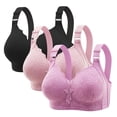 thumbnail image 1 of Dreluolixuan 36ddd Bras for Women 3PC Plus Size Lace Wireless Bras Full Coverage Push Up Spaghetti Strap Bralettes Breathable Casual Underwear, 1 of 8