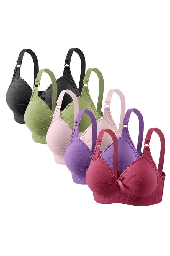 36ddd Bras for Women 5PC Bras Full Coverage Push Up Padded Spaghetti Strap Bralettes Breathable Casual Underwear