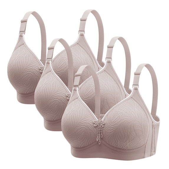 Dreluolixuan 38ddd Bras for Women 3PC Plus Size Lace Wireless Bras Full Coverage Push Up Spaghetti Strap Bralettes Breathable Comfortable Underwear