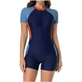 thumbnail image 1 of Dreluolixuan Bathing Suits for Women One Piece Wrap Wetsuit Color Block Bathing Suit Beach Holiday Swimwear, 1 of 7