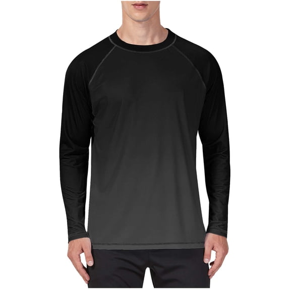 Dreluolixuan Big and Tall Shirts for Men Sun Protection UV SPF Long Sleeve Performance Quickly Dry Fishing Shirt Color Block Lightweight Tops Hiking Running Casual Tops