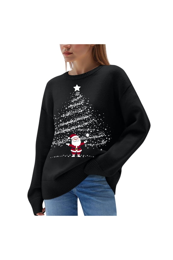 Christmas Sweaters for Couples Crew Neck Warm Pullover Stretch Coat Office Fall Versatile Tops