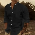 thumbnail image 1 of Dreluolixuan Dress Shirts for Men Slim Fit Button Down Tee Tops Long Sleeve Blouses Lapel Cotton Tees Plain Solid Color Tops with Pocket Regular Fit T Shirt Summer Black M, 1 of 6