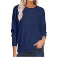thumbnail image 1 of Dreluolixuan Fall Sweaters for Women 2025 Crew Neck Warm Pullover Stretch Solid Coat Office Fall Versatile Tops, 1 of 9