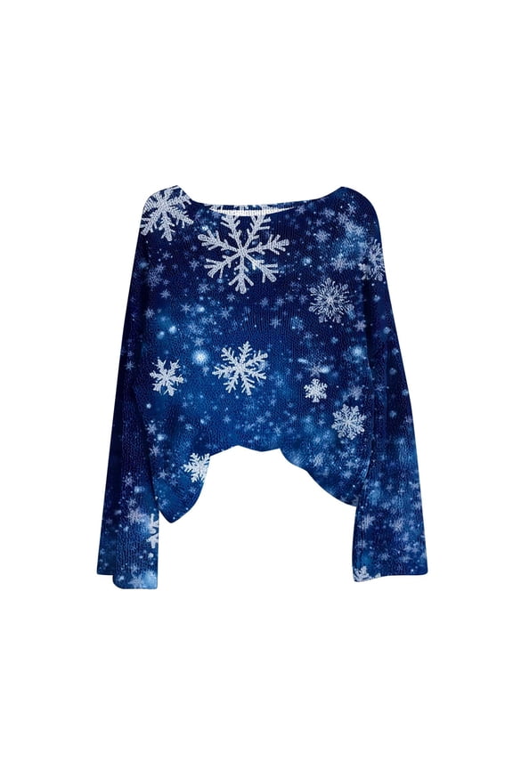 Graphic Sweatshirts for Women Cute Xmas Long Sleeve Snowflake Print Basic Blouses Crew Neck Pullover Business Family Tee Tops