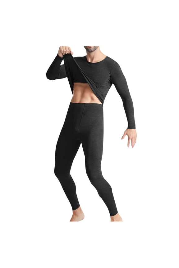 Men's Thermal Underwear Soft LeggingsTight Crew Neck Hunting Gear Base Layer Cold Weather Camping Top and Bottom Sets