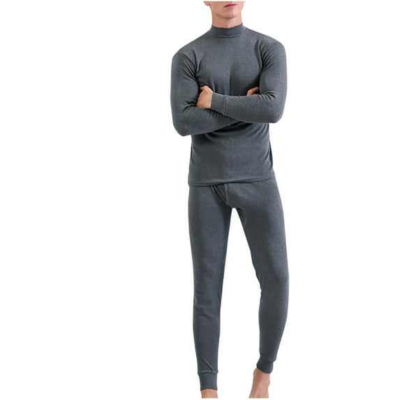 Dreluolixuan Mens Long Underwear Bottoms LeggingsTight Hunting Gear Base Layer Brushed Cold Weather Camping Top and Bottom Sets
