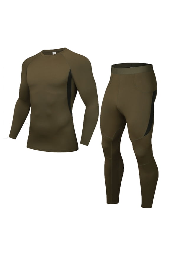 Mens Thermal Underwear Set Fleece Lined Bottom Quick drying Hunting Gear Base Layer Winter Cold Weather Ski Top and Bottom Sets