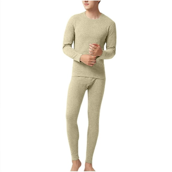 Dreluolixuan Mens Thermal Underwear Set Fleece Lined Long JohnsTight Hunting Gear Base Layer Brushed Winter Cold Weather Riding Top and Bottom Sets