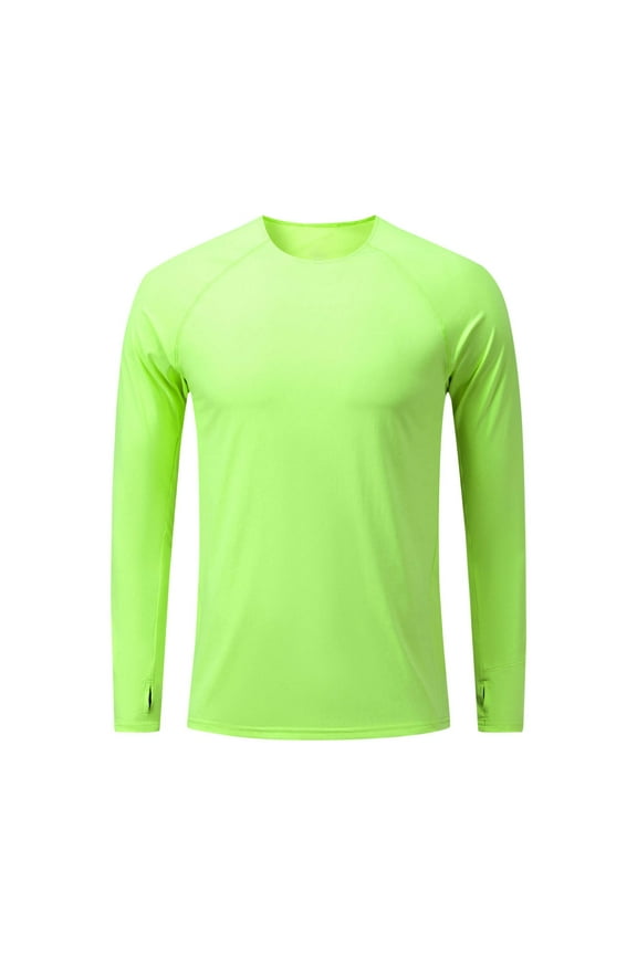Mens Workout Shirts Sun Protection UV SPF Long Sleeve Performance Quickly Dry Fishing Shirt with Thumb Holes Lightweight Tops Hiking Running Casual Tops