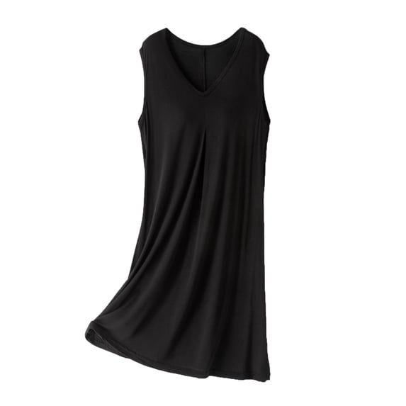 Dreluolixuan Nightgowns for Women Plus Size Long Lightweight Nightgown Cozy Crew Neck Sleeveless Sleep Dress Solid Soft Sleepwear