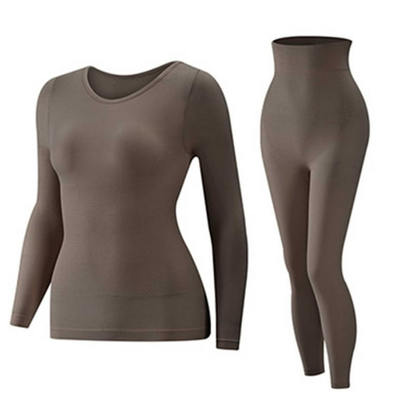 Dreluolixuan Plus Size Underwear Fleece Lined Soft LeggingsTight Base Layer Winter Cold Weather Casual Top and Bottom Sets