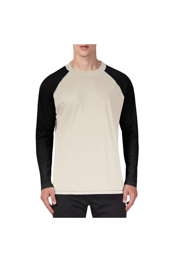 Shirt Men Sun Protection UV SPF Long Sleeve Performance Quickly Dry Fishing Shirt Color Block Lightweight Tops Hiking Running Work Tops