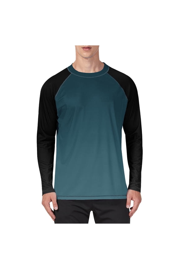 Shirt Men Sun Protection UV SPF Long Sleeve Performance Quickly Dry Fishing Shirt Color Block Lightweight Tops Hiking Running Work Tops