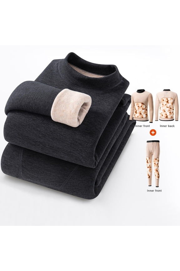 Soft Loungewear Set for Men Fleece Lined BottomTight Hunting Gear Base Layer Wool Winter Cold Weather Camping Top and Bottom Sets