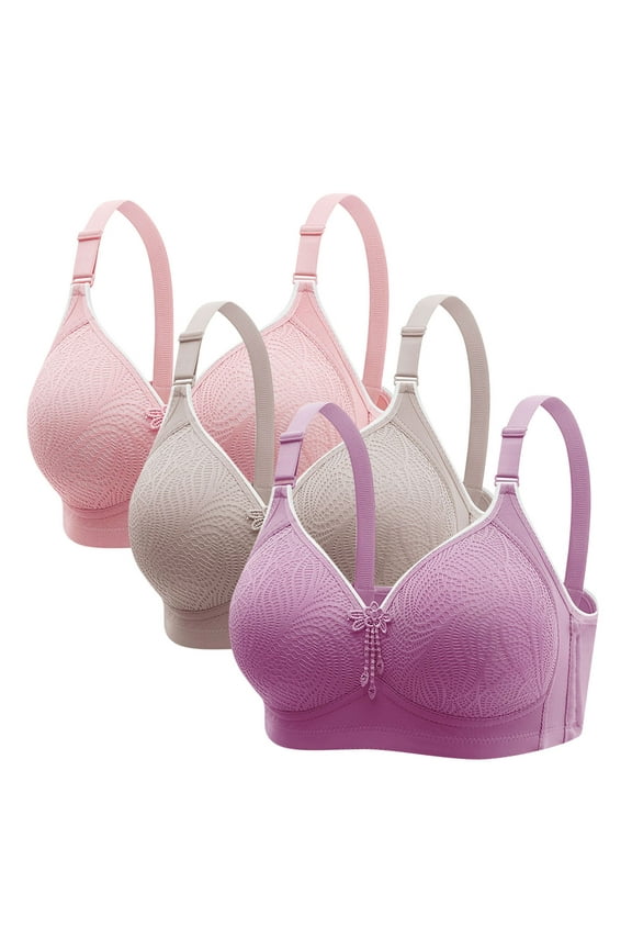 Sports Bras for Women Pack 3PC Plus Size Lace Wireless Bras Full Coverage Push Up Spaghetti Strap Bralettes Breathable Casual Underwear
