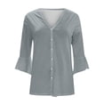 thumbnail image 1 of Dreluolixuan Spring Cardigans for Women 3/4 Sleeve Cardigan Bell Sleeves Button Down Kimono V Neck Extra Soft Open Front Cover Ups Solid Color Outerwear Tops Gray L, 1 of 1