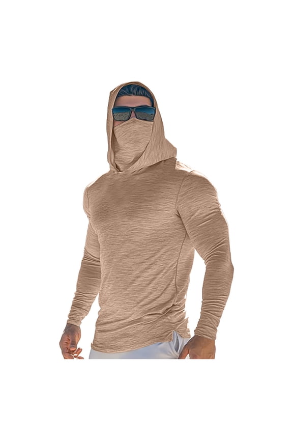 Sun Shirt for Men Outdoor Sun Protection UV SPF Long Sleeve Performance Quickly Dry Fishing Shirt with Face Mask Lightweight Hoodie Jacket Hiking Running Travel Tops