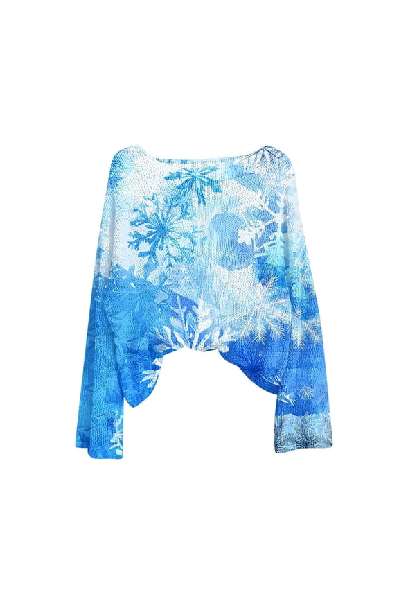 Sweatshirt for Women Funny Christmas Long Sleeve Snowflake Print Basic Blouses Round Neck Pullover Casual Holiday Tee Tops