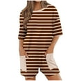thumbnail image 1 of Dreluolixuan T Shirt Romper Short Sleeve Jumpsuits Crewneck Overalls Wide Leg Suspenders Jumpsuit Loose Fitted Outfits with Pocket Brown 2XL, 1 of 6